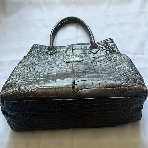 Gianfranco Ferre Croc Embossed Leather Tote - Picture 6 of 12